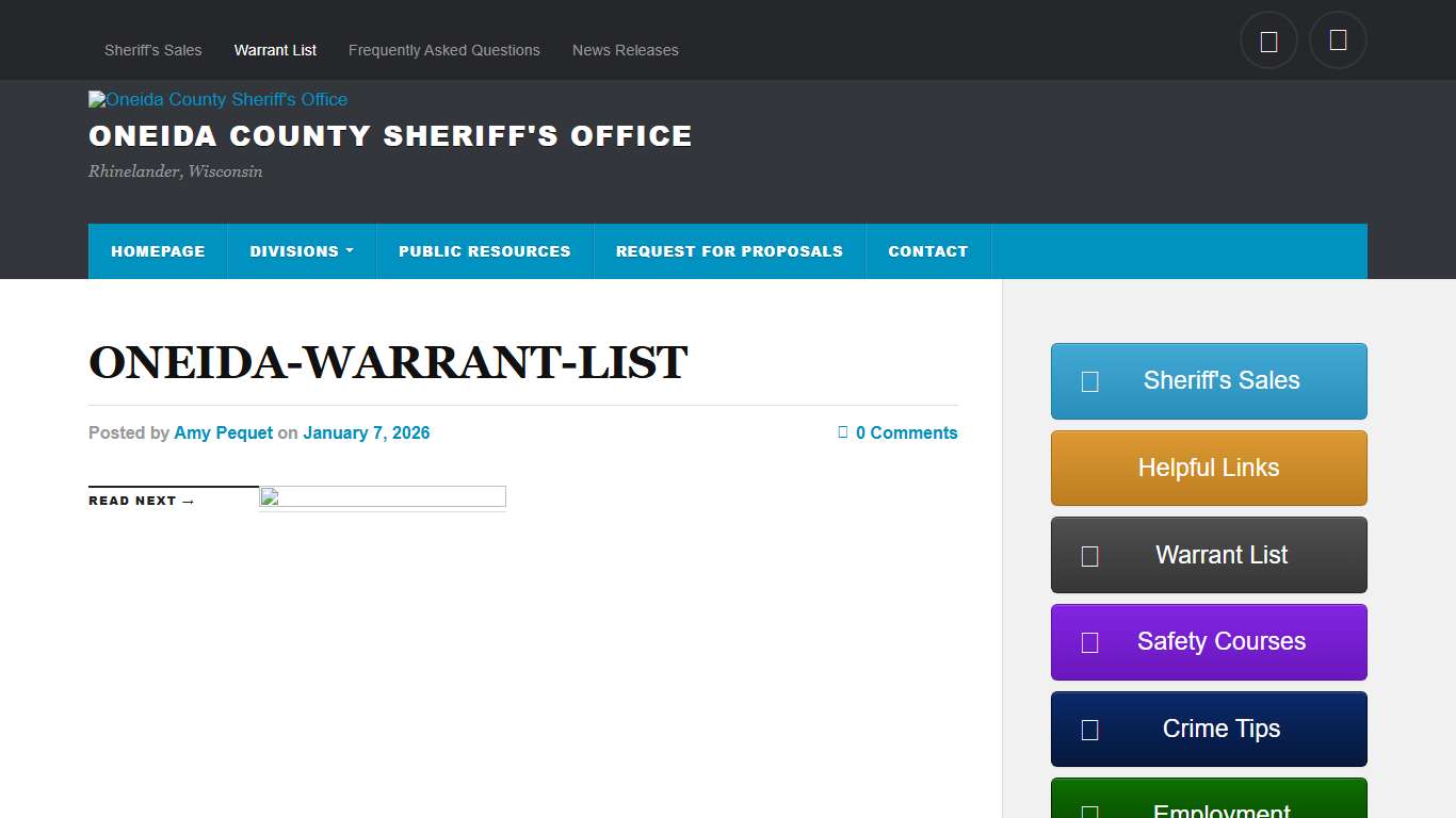 ONEIDA-WARRANT-LIST – Oneida County Sheriff's Office